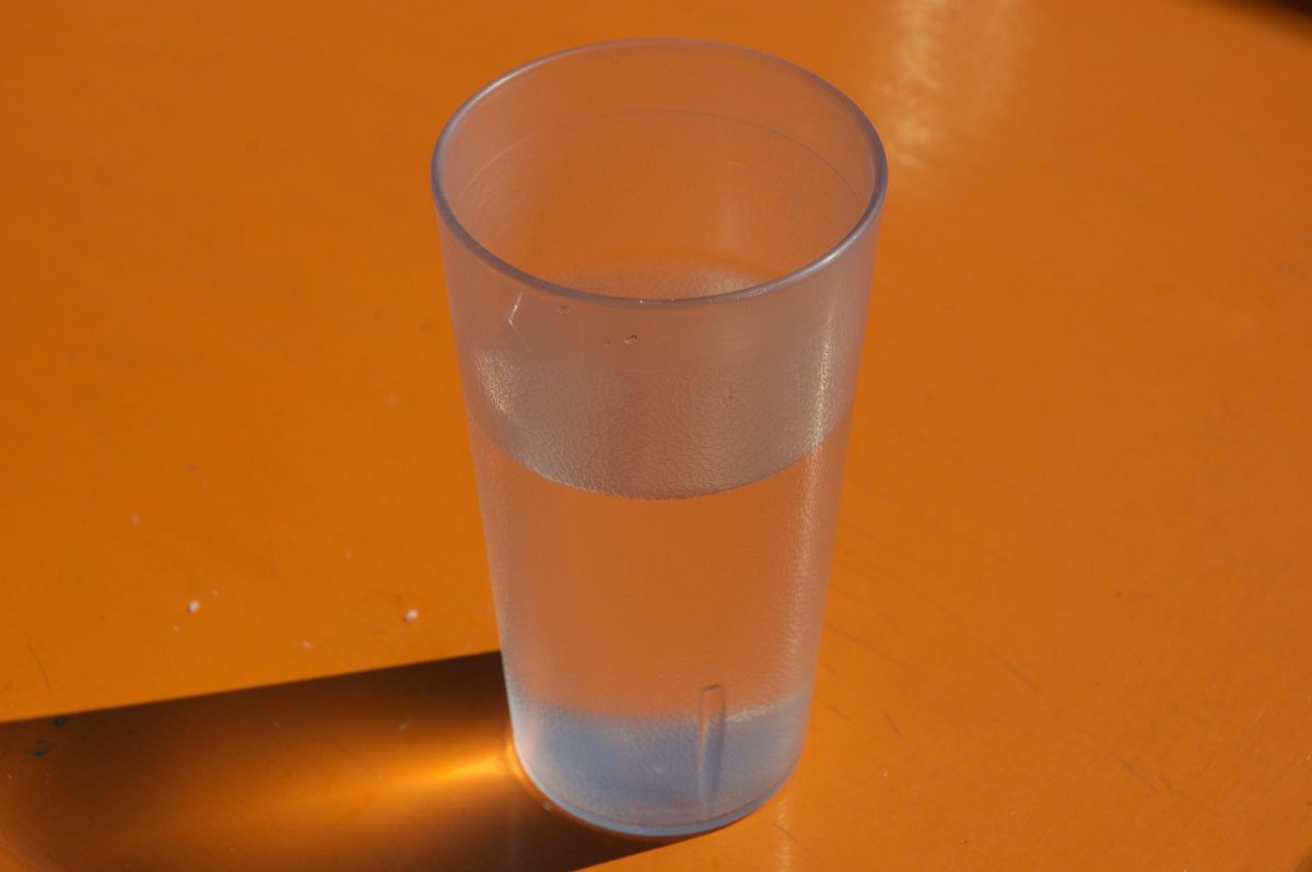 Blue Glass Orange Table